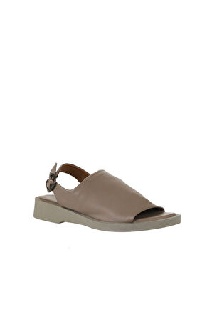 Bueno Shoes Gri Deri Kadın Düz Sandalet 01wy2917