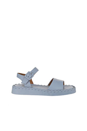 Bueno Shoes Mavi Deri Kadın Düz Sandalet 01wy9100