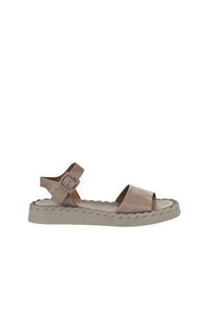 Bueno Shoes Gri Deri Kadın Düz Sandalet 01wy9100