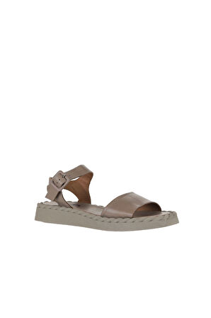 Bueno Shoes Gri Deri Kadın Düz Sandalet 01wy9100