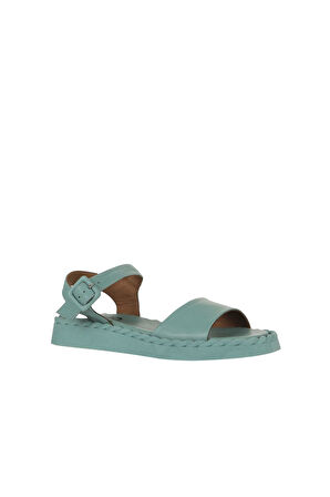 Bueno Shoes Yeşil Açık Deri Kadın Düz Sandalet 01wy9100