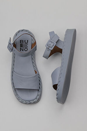Bueno Shoes Mavi Deri Kadın Düz Sandalet 01wy9100