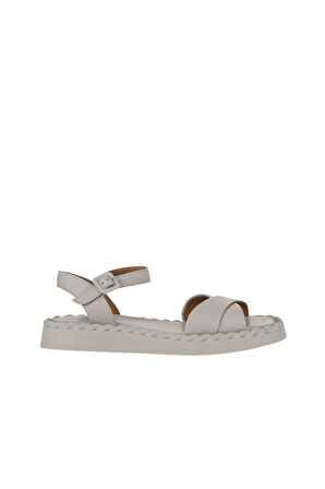 Bueno Shoes Gri Deri Kadın Düz Sandalet 01wy9102