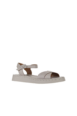 Bueno Shoes Gri Deri Kadın Düz Sandalet 01wy9102