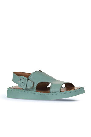 Bueno Shoes Yeşil Açık Deri Kadın Düz Sandalet 01wy9104