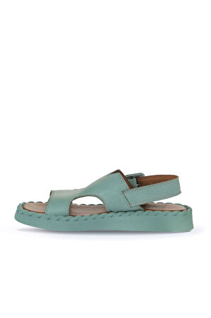 Bueno Shoes Yeşil Açık Deri Kadın Düz Sandalet 01wy9104
