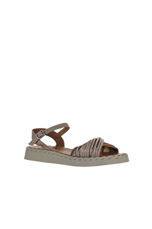 Bueno Shoes Gri Deri Kadın Düz Sandalet 01wy9110