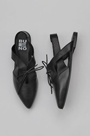 Bueno Shoes Siyah Deri Kadın Düz Sandalet 01wy1803