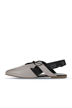 Bueno Shoes Gri Siyah Deri Kadın Düz Sandalet 01wy1803