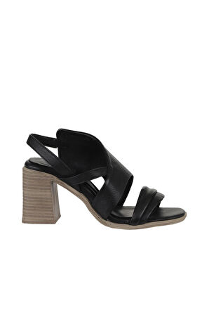 Bueno Shoes Siyah Deri Kadın Topuklu Sandalet 01wy3705