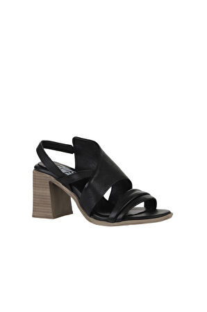 Bueno Shoes Siyah Deri Kadın Topuklu Sandalet 01wy3705