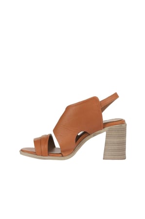 Bueno Shoes Taba Koyu Deri Kadın Topuklu Sandalet 01wy3705
