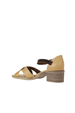 Bueno Shoes Bej Kahve Deri Kadın Topuklu Sandalet 01wy4802