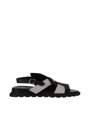 Bueno Shoes Siyah Gri Deri Kadın Düz Sandalet 01wy5401