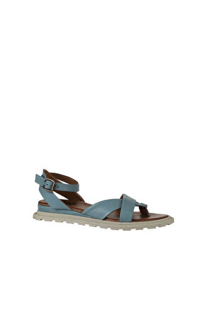 Bueno Shoes Mavi Deri Kadın Parmak Arası Sandalet 01wy5407