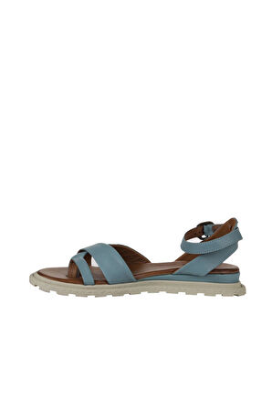 Bueno Shoes Mavi Deri Kadın Parmak Arası Sandalet 01wy5407