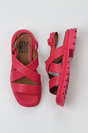 Bueno Shoes Fuşya Deri Kadın Düz Sandalet 01wy5501