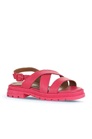 Bueno Shoes Fuşya Deri Kadın Düz Sandalet 01wy5501