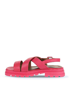 Bueno Shoes Fuşya Deri Kadın Düz Sandalet 01wy5501