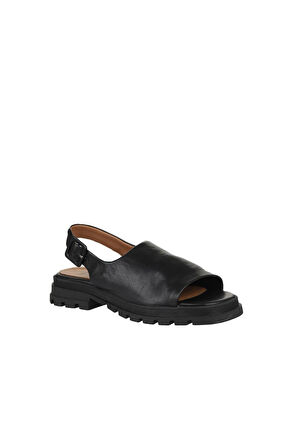 Bueno Shoes Siyah Khv Deri Kadın Düz Sandalet 01wy5506