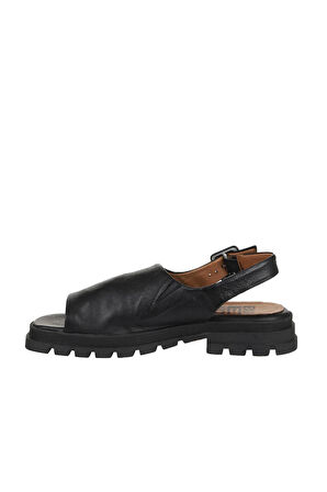 Bueno Shoes Siyah Khv Deri Kadın Düz Sandalet 01wy5506