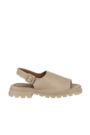 Bueno Shoes Vizon Deri Kadın Düz Sandalet 01wy5506