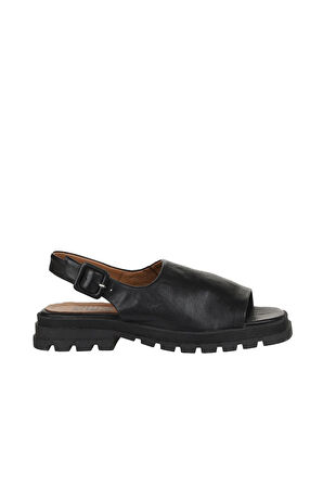 Bueno Shoes Siyah Khv Deri Kadın Düz Sandalet 01wy5506
