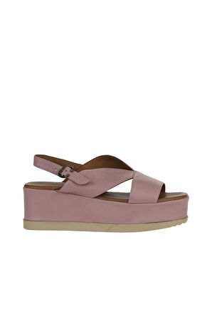 Bueno Shoes Gül Kurusu Deri Kadın Dolgu Topuklu Sandalet 01wy5800