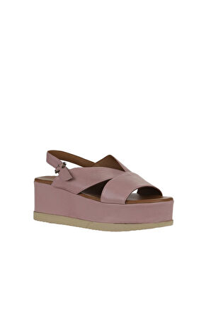 Bueno Shoes Gül Kurusu Deri Kadın Dolgu Topuklu Sandalet 01wy5800