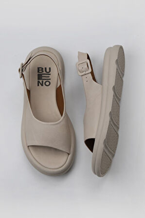 Bueno Shoes Krem Deri Kadın Sandalet 01wy9404