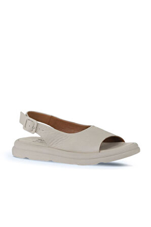 Bueno Shoes Krem Deri Kadın Sandalet 01wy9404