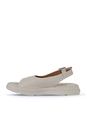 Bueno Shoes Krem Deri Kadın Sandalet 01wy9404
