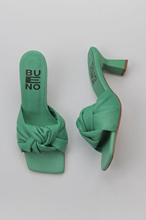 Bueno Shoes Yeşil Koyu Deri Kadın Topuklu Terlik 01wy6803