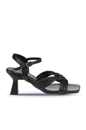 Bueno Shoes Siyah Deri Kadın Topuklu Sandalet 01wy6805