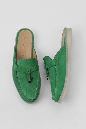 Bueno Shoes Yeşil Süet Kadın Düz Terlik 05wt103