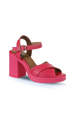 Bueno Shoes Fuşya Deri Kadın Topuklu Sandalet 01wy12301