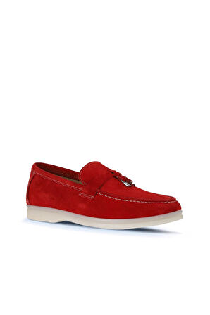 Bueno Shoes Kırmızı Süet Kadın Loafer 05ws101