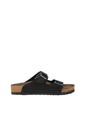 Bueno Shoes Siyah Nubuk Deri Kadın Düz Terlik 05wt100