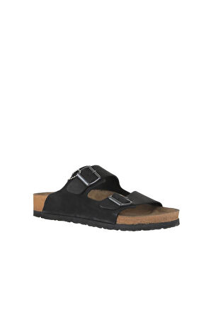 Bueno Shoes Siyah Nubuk Deri Kadın Düz Terlik 05wt100