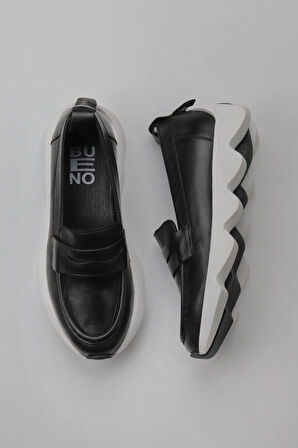Bueno Shoes Siyah Deri Kadın Günlük Ayakkabı 01wz2801