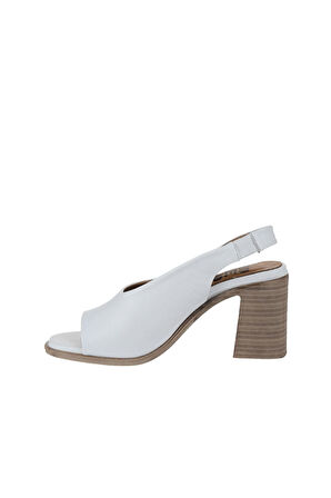 Bueno Shoes Beyaz Deri Kadın Topuklu Sandalet 01wy3706