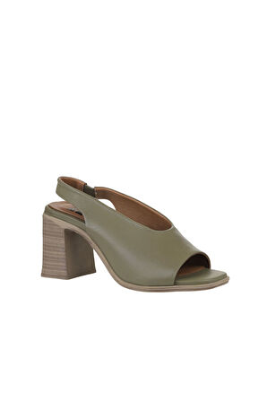 Bueno Shoes Yeşil Deri Kadın Topuklu Sandalet 01wy3706