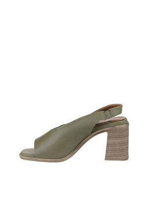 Bueno Shoes Yeşil Deri Kadın Topuklu Sandalet 01wy3706