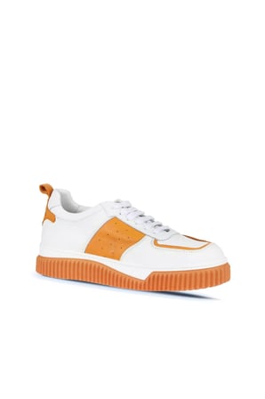 Bueno Shoes Beyaz Turuncu Deri Kadın Spor Ayakkabı 01wz10401