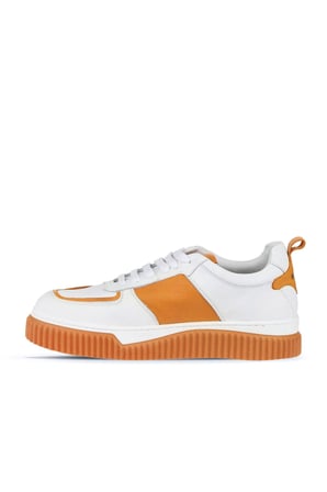 Bueno Shoes Beyaz Turuncu Deri Kadın Spor Ayakkabı 01wz10401