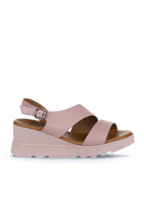 Bueno Shoes Gül Kurusu Deri Kadın Dolgu Topuklu Sandalet 01wy8602