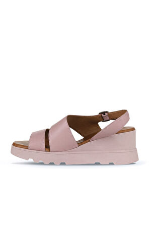 Bueno Shoes Gül Kurusu Deri Kadın Dolgu Topuklu Sandalet 01wy8602