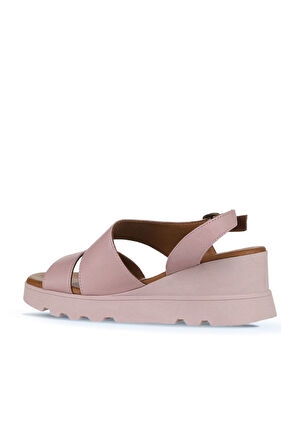 Bueno Shoes Gül Kurusu Deri Kadın Dolgu Topuklu Sandalet 01wy8602
