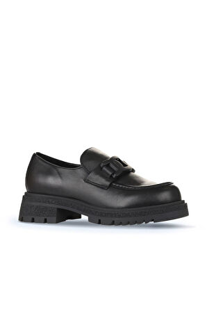 Bueno Shoes Siyah Deri Kadın Loafer 01wz1404