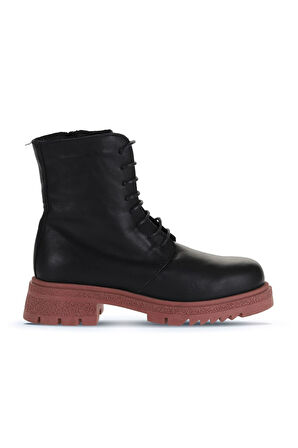Bueno Shoes Siyah Pembe Deri Kadın Topuklu Bot 01wz1405